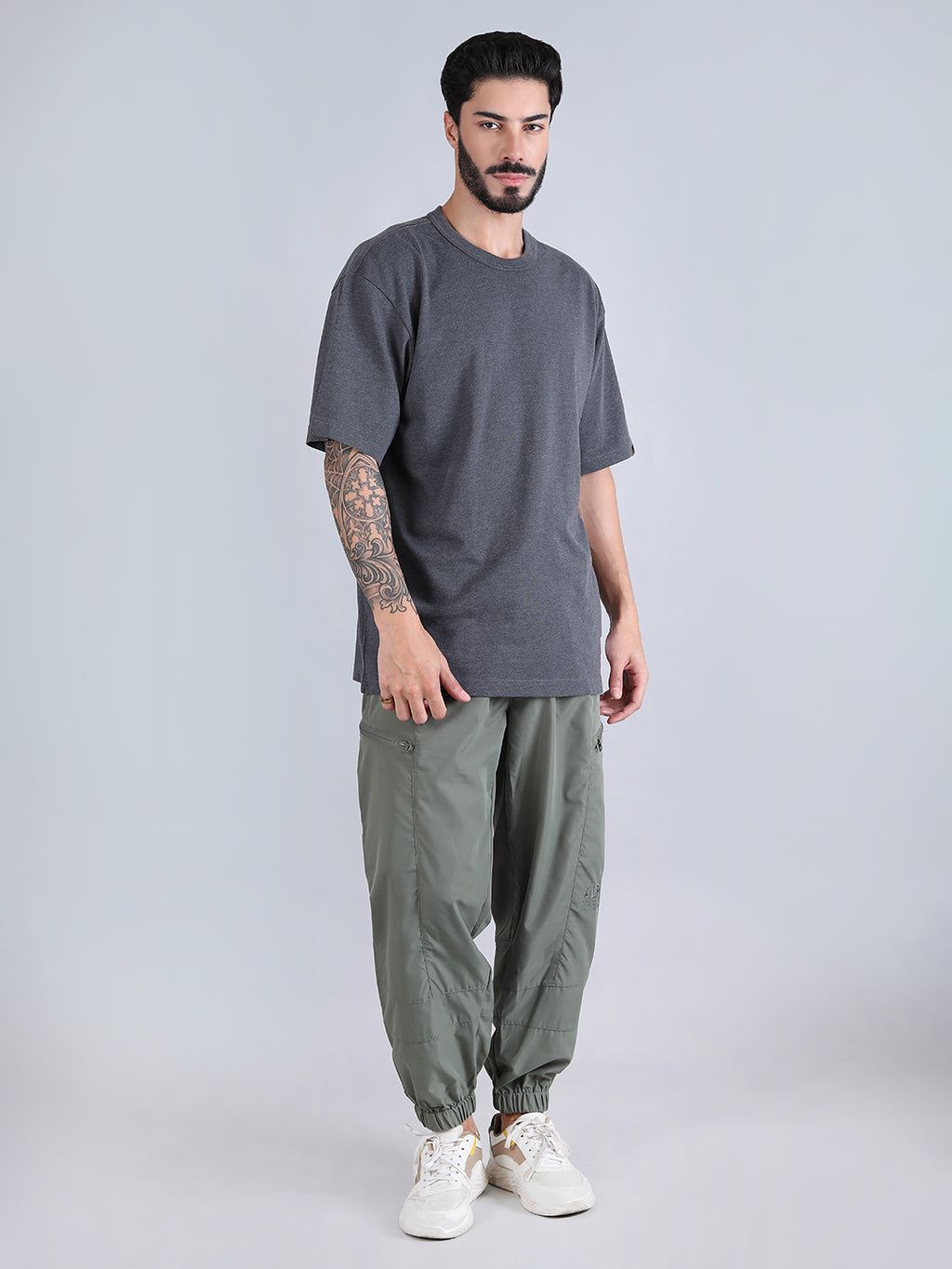 ALPHA INDUSTRIES: ESSENTIAL RELAXED TEE - DARK CHARCOAL HEATHER