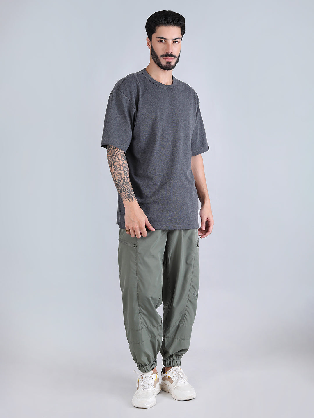 ALPHA INDUSTRIES: ESSENTIAL RELAXED TEE - DARK CHARCOAL HEATHER
