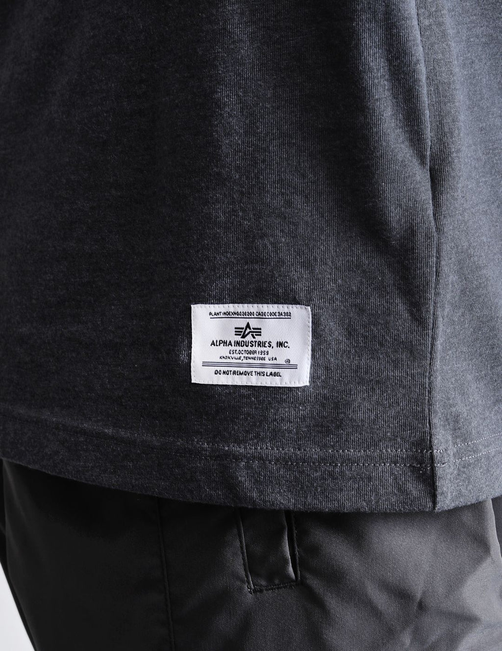 ALPHA INDUSTRIES: NASA WORM LOGO GEN II TEE - CHARCOAL