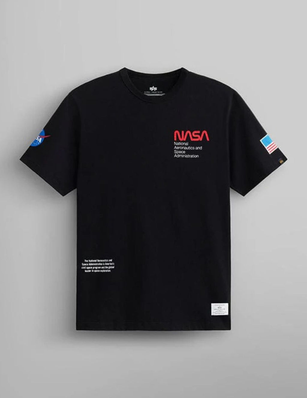 ALPHA INDUSTRIES: NASA WORM LOGO GEN II TEE- BLACK
