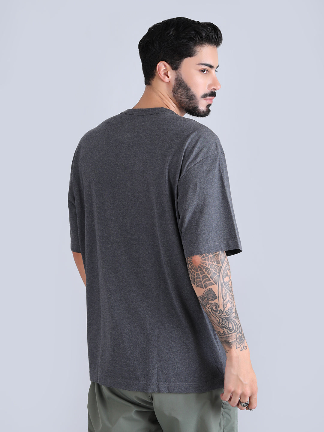 ALPHA INDUSTRIES: ESSENTIAL RELAXED TEE - DARK CHARCOAL HEATHER