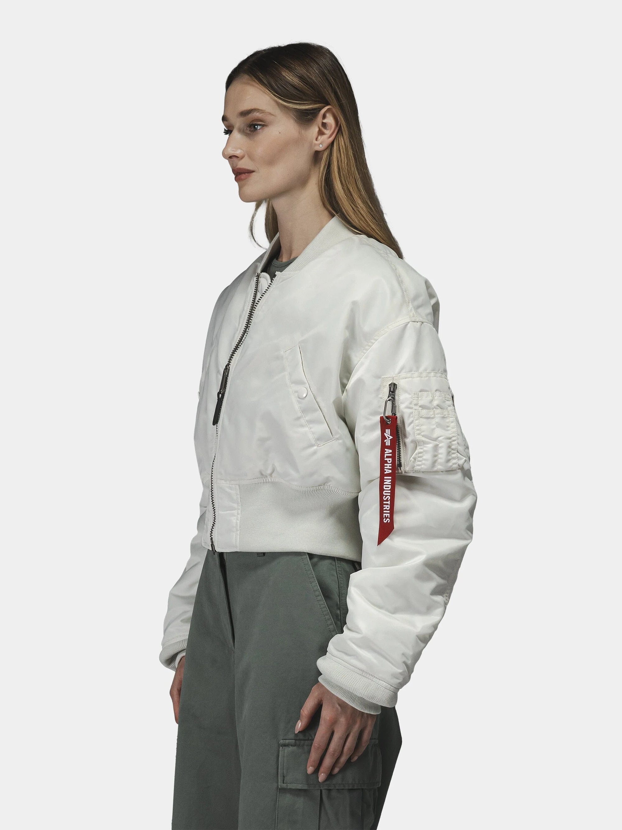 ALPHA INDUSTIRES CROPPED MA-1 FLIGHT JACKET WOMENS