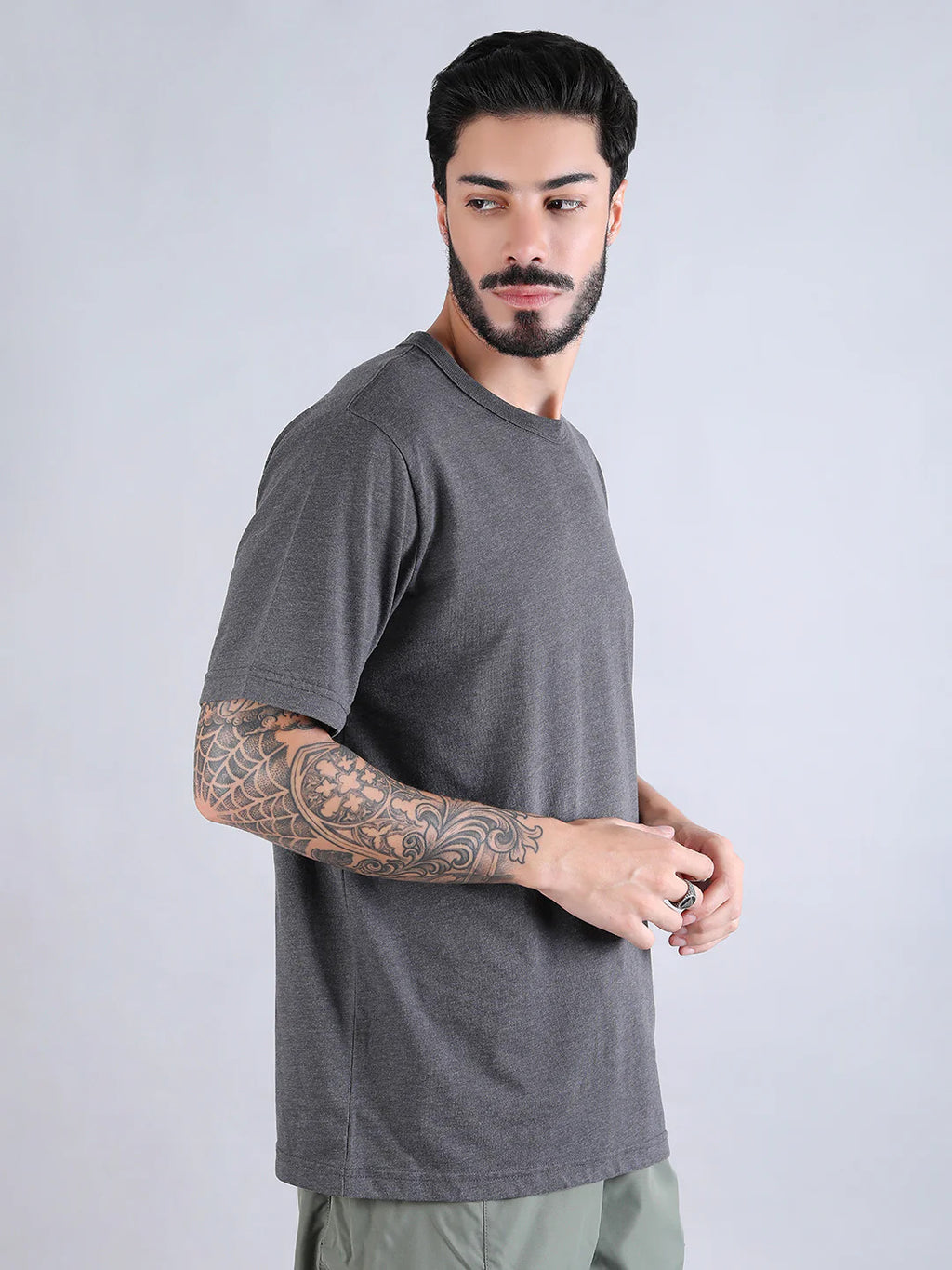 Alpha Industries Essential Gen II T-Shirt for Men | 100% Cotton Casual Crew Neck Tee | Dark Charcoal Heather