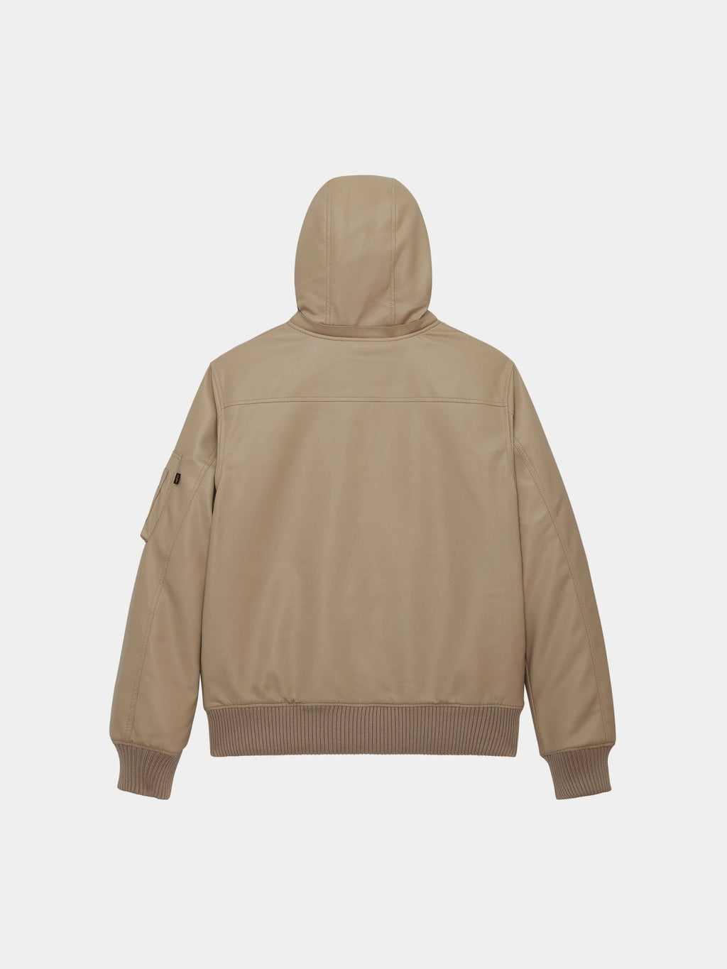 ALPHA INDUSTRIES FAUX LEATHER HOODED RIB FLIGHT JACKET