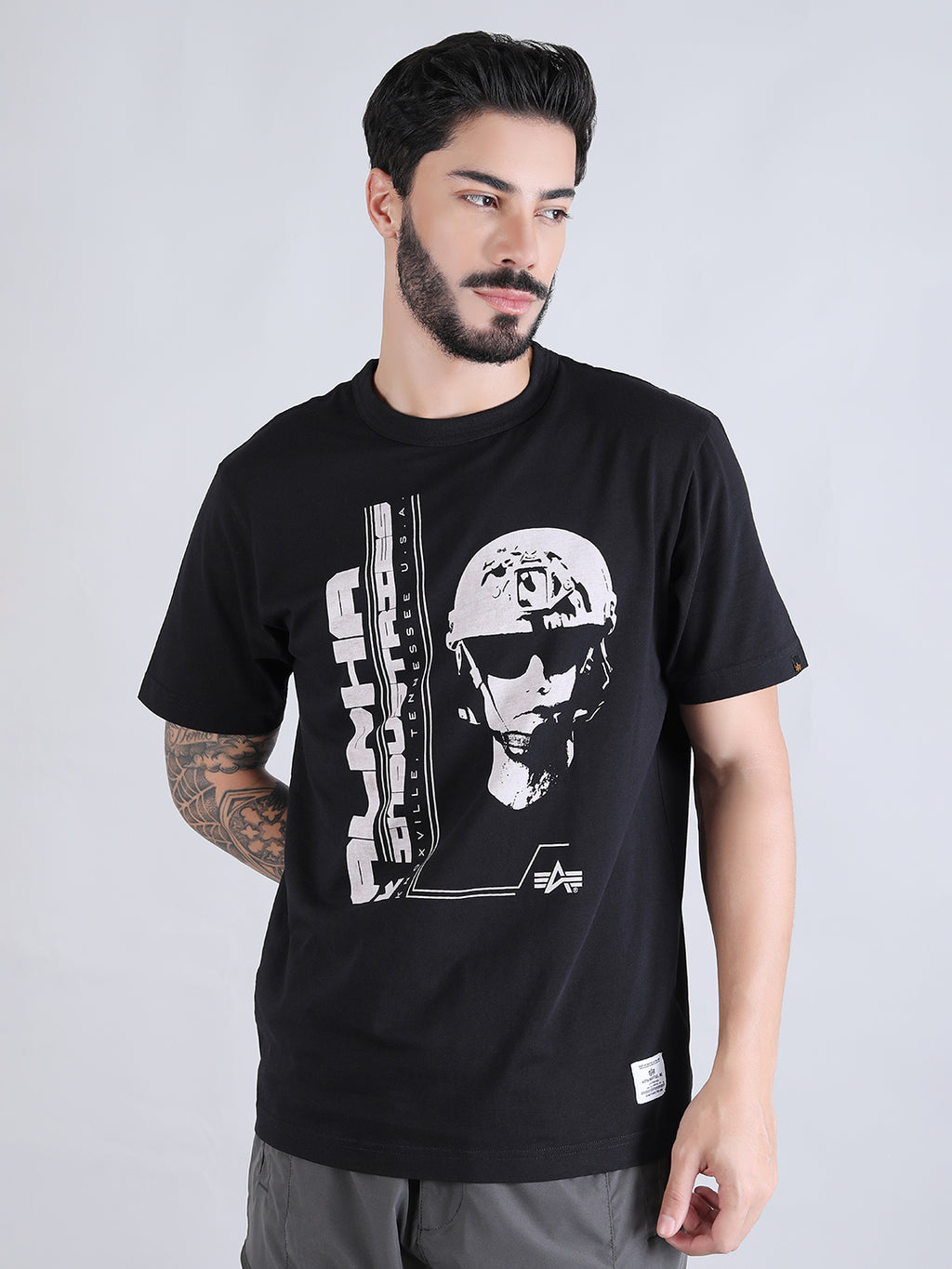 ALPHA INDUSTRIES: ALPHA COMMANDER TEE - BLACK