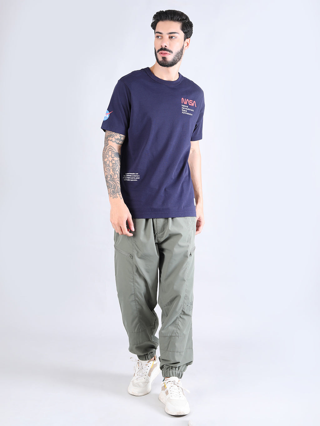 ALPHA INDUSTRIES: NASA WORM LOGO GEN II TEE - BLUE