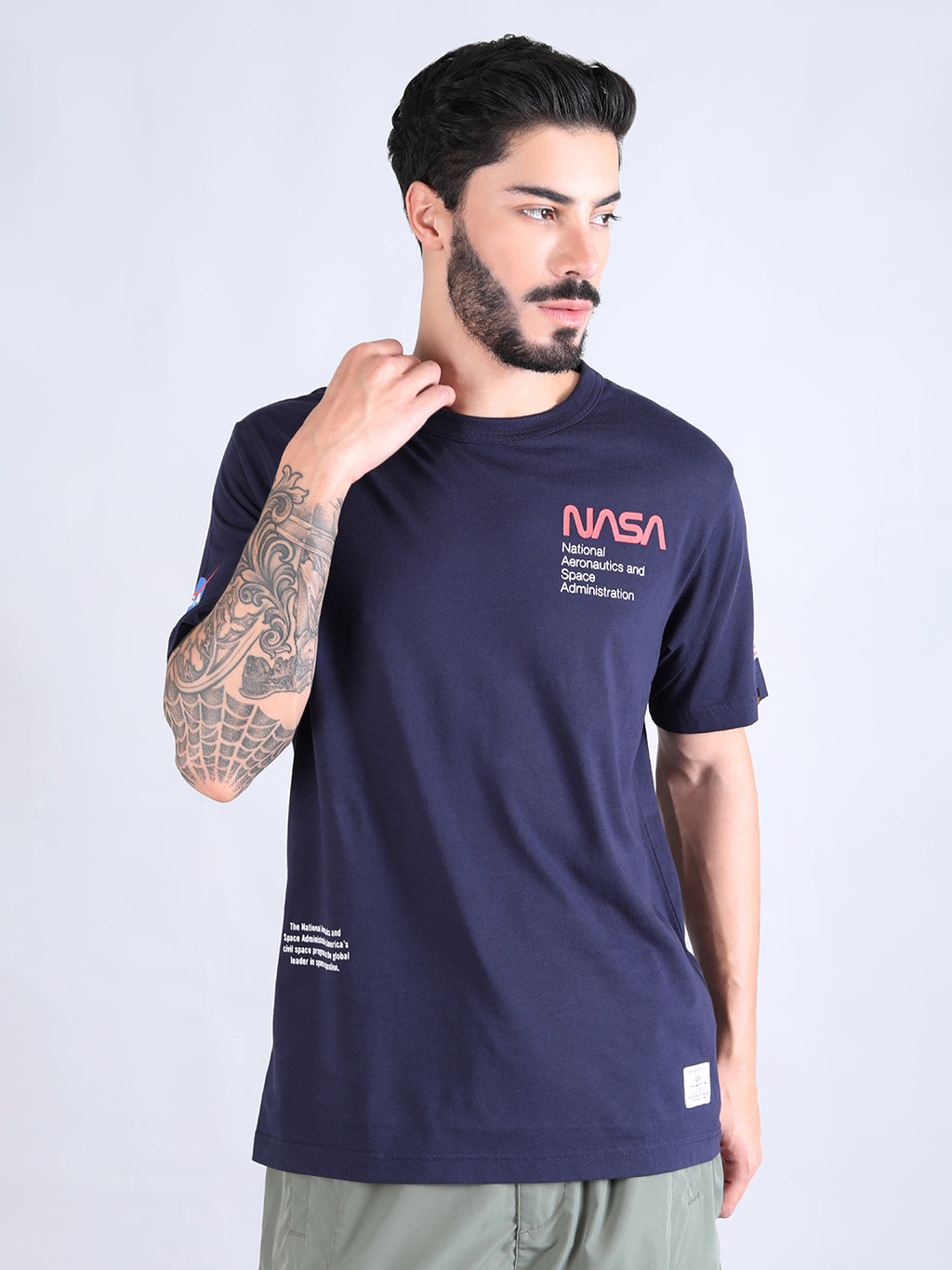 ALPHA INDUSTRIES: NASA WORM LOGO GEN II TEE - BLUE