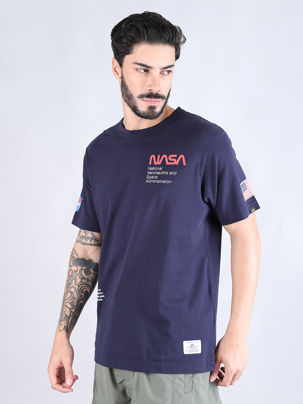 ALPHA INDUSTRIES: NASA WORM LOGO GEN II TEE - BLUE