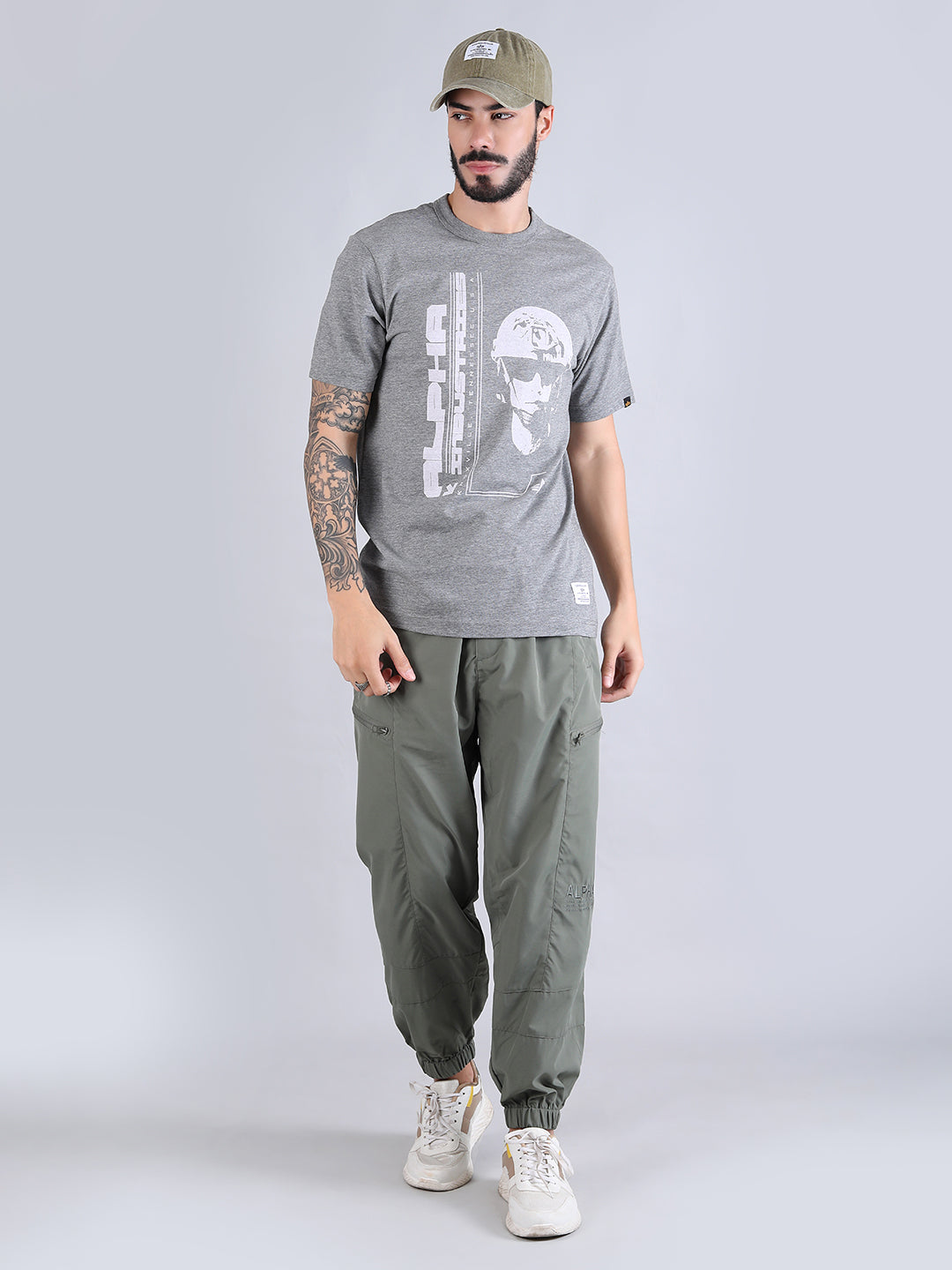 ALPHA INDUSTRIES: ALPHA COMMANDER TEE - MEDIUM CHARCOAL HEATHER