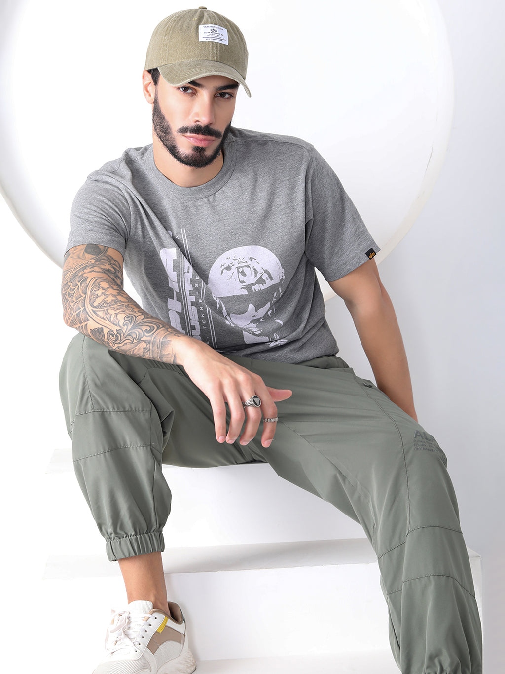 ALPHA INDUSTRIES: ALPHA COMMANDER TEE - MEDIUM CHARCOAL HEATHER