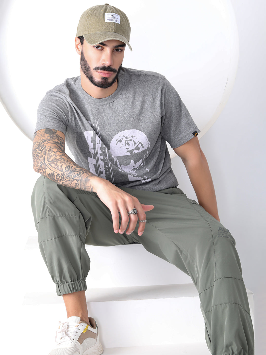 ALPHA INDUSTRIES: ALPHA COMMANDER TEE - MEDIUM CHARCOAL HEATHER