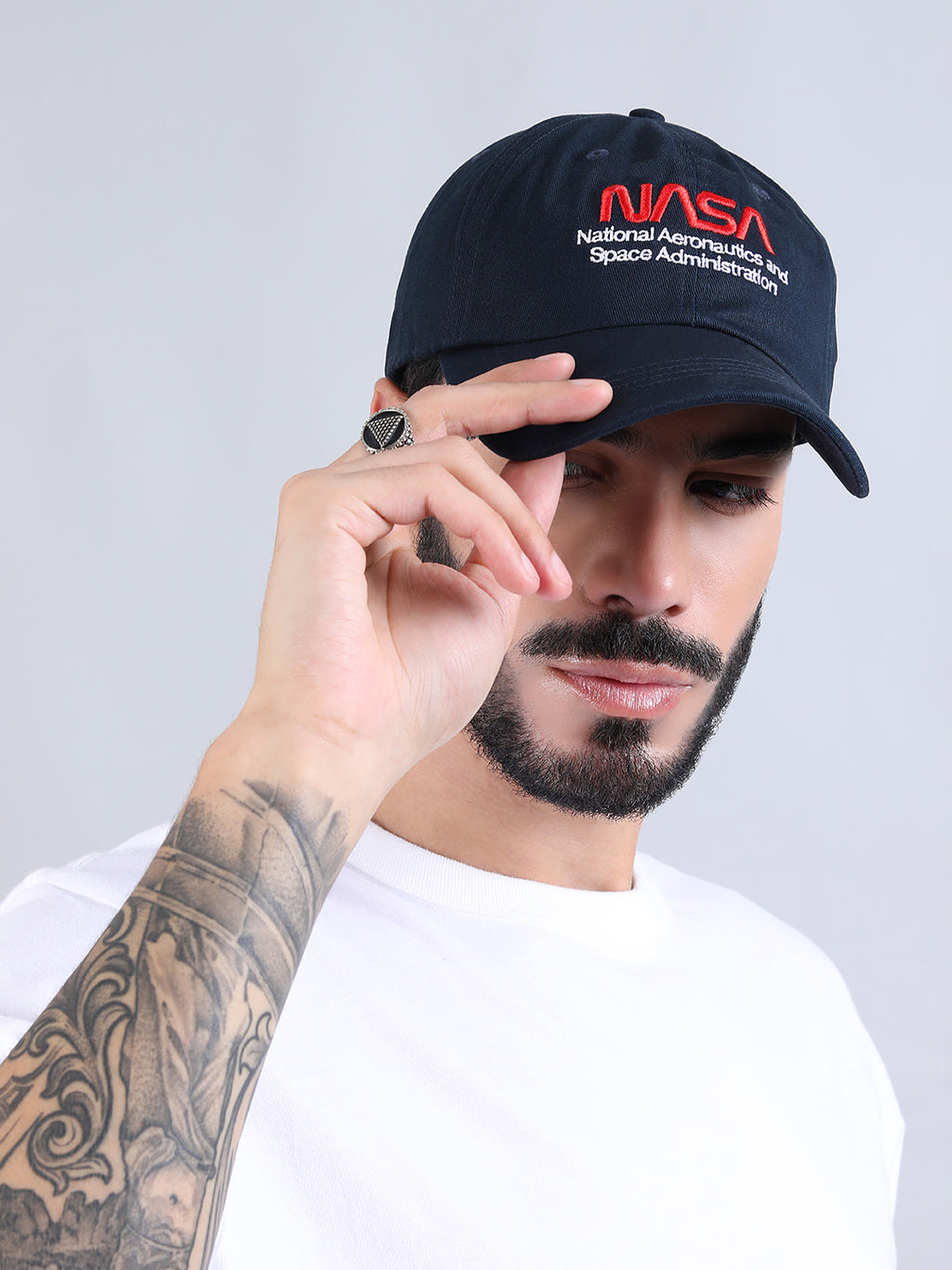 ALPHA INDUSTRIES: NASA WORM LOGO CAP- REPLICA BLUE