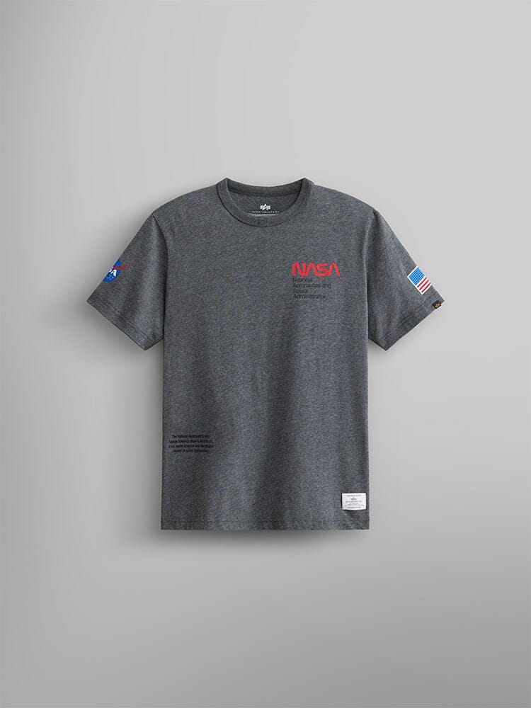 ALPHA INDUSTRIES: NASA WORM LOGO GEN II TEE - CHARCOAL